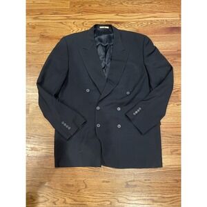 Vintage Joseph Abboud Men's Double Breasted Blazer Black 100% Wool USA 42R